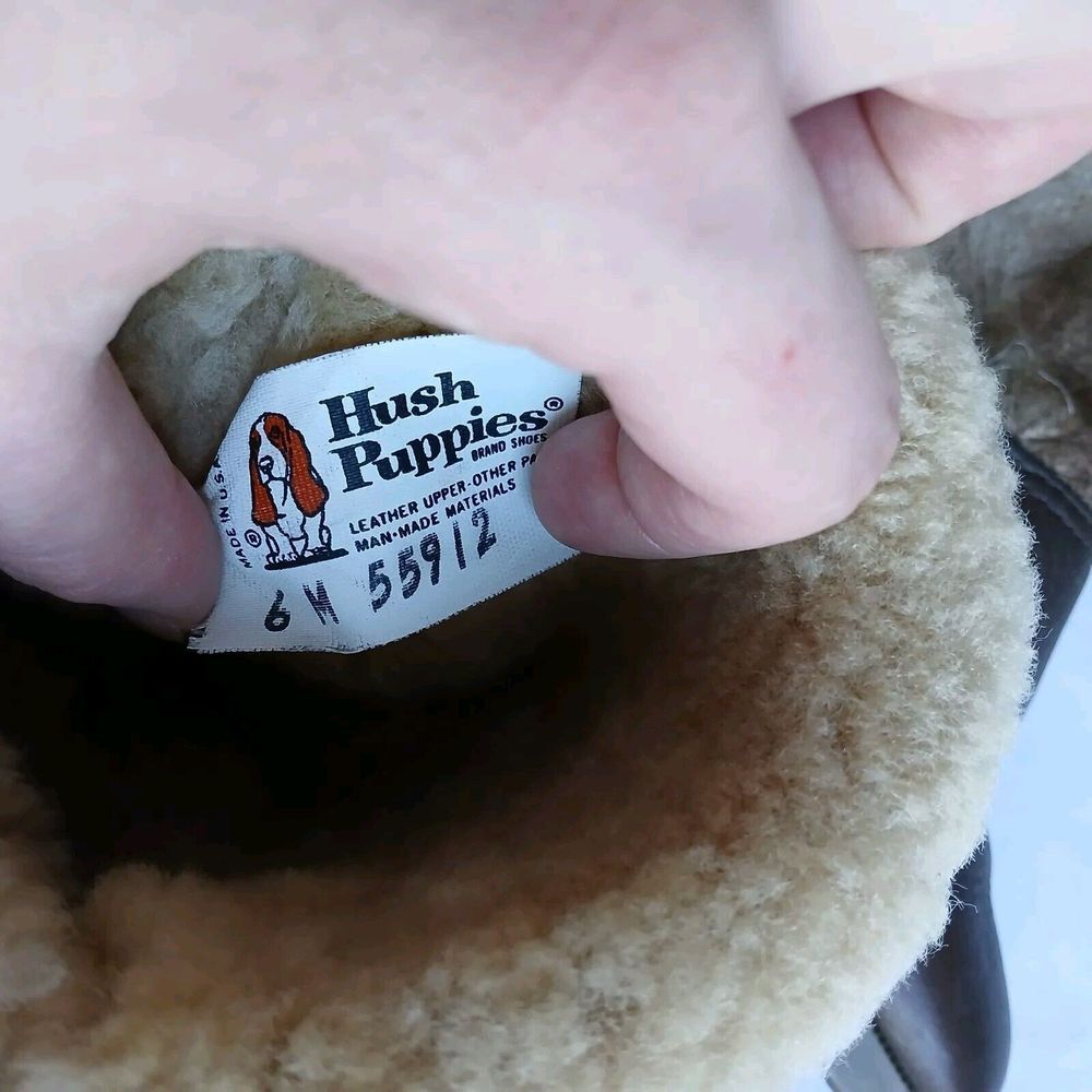 Vintage Hush Puppies Boots 6 Womens‎ Leather Fleece Lined Cozy Hippie USA Made - Picture 13 of 14
